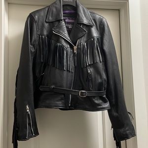 Leather jacket with  removeable liner